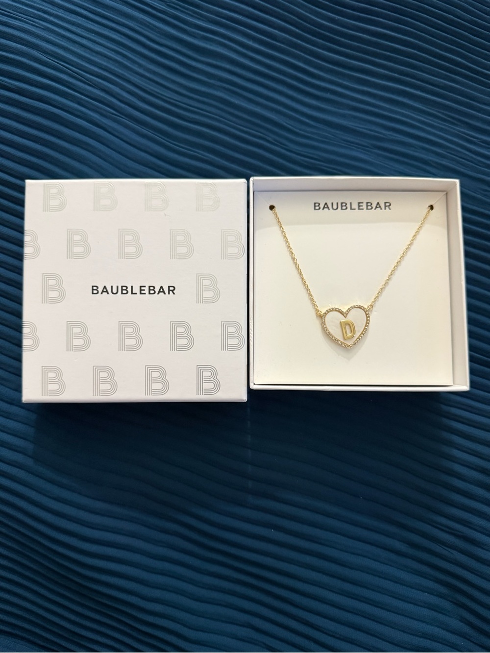 BaubleBar Gold Heart Initial D Pendant Necklace